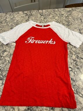 Fireworks Red & White Raglan Graphic Tee